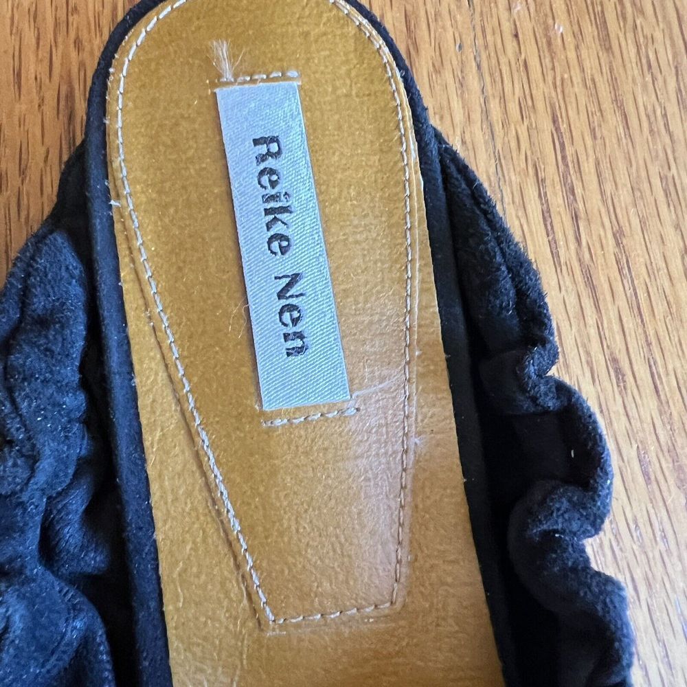 $350 Reike Nen Women's Black Suede Ruched Slip-On Flat Shoes Size 39 EU/8.5 - Picture 10 of 11